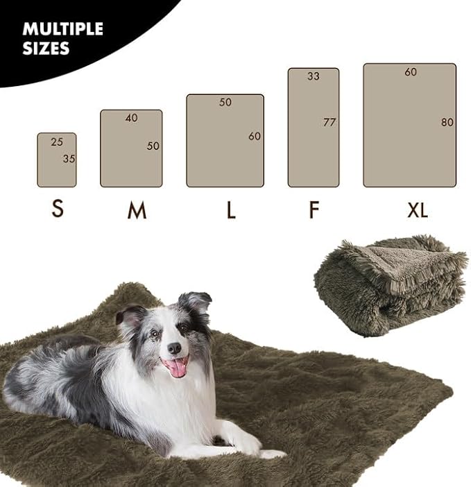 gogobunny Waterproof Plush Long Faux Fur Pet Throw Blanket Ultra Soft Fluffy Bed Couch Cover Washable (40x50 Inch 1), Stone)