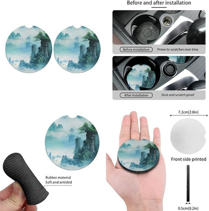 Chinese Mountain Landscape Painting Headrest Cover Mountains Paintings