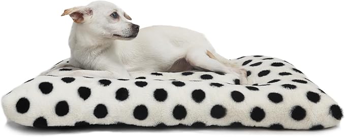 30 Inch Crate Pad for Medium Dogs Washable Dog Crate Pad 30x19 Anti-Slip Crate Bed Medium Dog Crate Bed, White with Black Dots