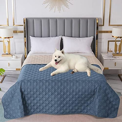 RBSC Home Waterproof Blanket Dog Bed Cover Non Slip Large Sofa Cover Incontinence Mattress Protectors for Pets Dog Cat (102x82, BlueGrey)