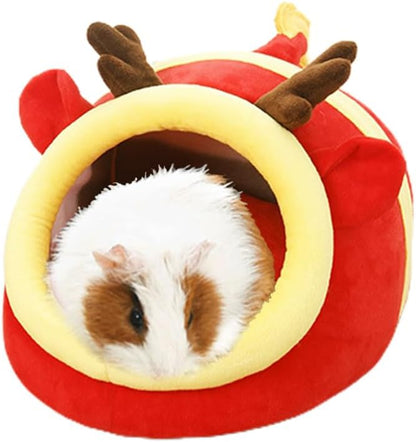 Guinea Pig Bed House & Hideout for Rat Bearded Dragon Hedgehog Ferret to Sleep and Hide, Guinea Pig Cage Accessories Habitat Décor (Large, 6.Christmas fire Dragon)