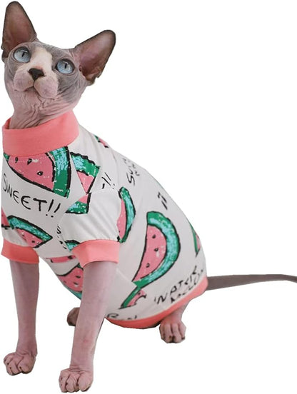 Sphynx Hairless Cat Cute Summer Cotton T-Shirts Pet Clothes 1))