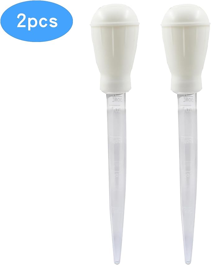 BokWin 2 Pcs Manual Fish Tank Cleaner 30ml Aquarium Suction Cleaner Fish Tank Waste Straw Remover(White)