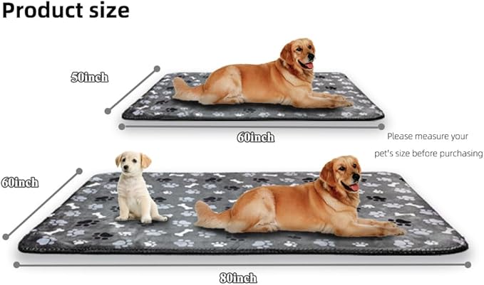 Waterproof Pet Blanket Dog Blankets, Pattern Printing Super Soft Warm Fluffy Facecloth Sofa Car Bed Protector, Urine Proof Washable Pet Blanket for Puppy Large Dogs & Cats(Dog paw153cm*203cm)