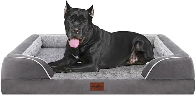 XXL Orthopedic Dog Bed for Extra Large Dogs, Waterproof Orthopedic Foam Dog Beds, Washable Dog Sofa Bed with Removable Cover & Non-Slip Bottom(XX-Large,Grey)