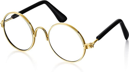 Dog Sunglasses Retro Pet Glasses Doll Glasses Classic Round Dog Glasses Metal Cat Puppy Eye Wear Hippie Costumes for Cats and Dogs