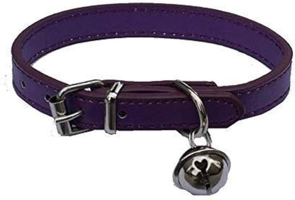 Purple Leather Pet Collars for Cats,Baby Puppy Dog,Adjustable 8"-10.5" Kitten Collar with Bell