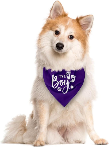 It's A Boy Dog Bandana, Purple Dog Bandana, Gender Reveal Dog Bandana, Dog Bandana Pregnancy Announcement, Dog Bandana for Small Medium Large Dog, Pet Dog Triangle Scarf, Gift for Dog Lover (E56)