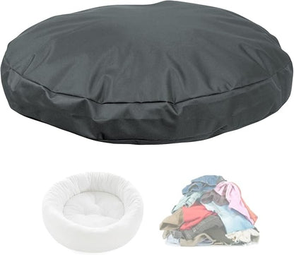 Round Dog Bed Replacement Cover 36D × 4H Inch Washable Grey Thickened Waterproof Oxford Fabric with Handle and Zipper Reusable Dog Bed Liner for Small to Medium 25-35 Lbs Puppy