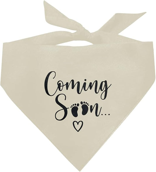 Coming Soon Dog Bandana, Apricot Gray Dog Bandana, Baby Announcement Dog Bandana, Pet Dog Triangle Scarf, Pet Dog Scarf Accessories, Gift for Dog Lover, Dog Bandana for Small Medium Large Dogs (D35)