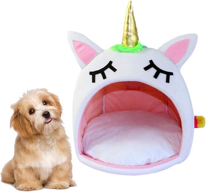 Winter Pet Sleep Bed Warm Unicorn Pet House Bed Pet Supplies for Cat Dog (Size S) Pet Dog Supplies