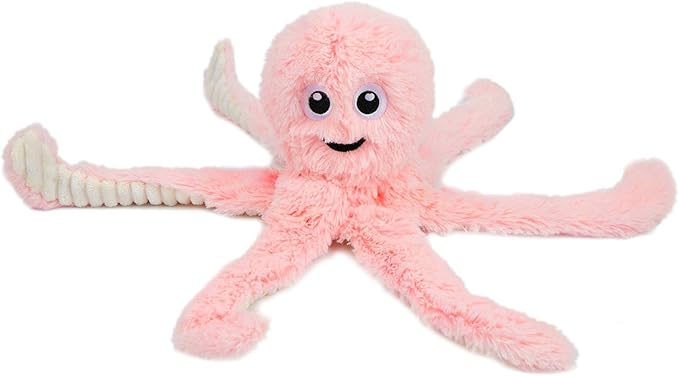 Best Pet Supplies OctoMutant Crinkle Plush Dog Toys for Interactive Play, Puppy and Senior Indoor Play, Colorful Octopus Toy Shape, Soft Head Stuffing, Cute and Cuddly - Pink