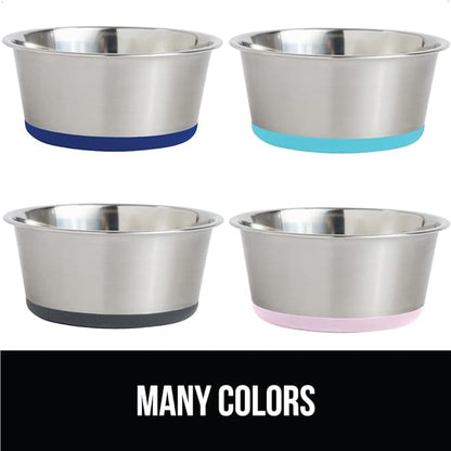 Gorilla Grip Stainless Steel Metal Dog Bowl Set of 2 8 Cups (64 fl