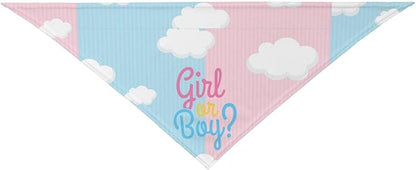He Or She What Will It Be? Gender Reveal/Baby Announcement Dog Bandana,Pet Neckerchief for Pets Daily Wear Photo Prop Party Supplies (boy or Girl Clouds)