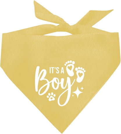 It's A Boy Dog Bandana, Yellow Dog Bandana, Gender Reveal Dog Bandana, Dog Bandana Pregnancy Announcement, Dog Bandana for Small Medium Large Dog, Pet Dog Triangle Scarf, Gift for Dog Lover (E58)