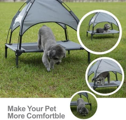 Small Elevated Dog Bed with Canopy 30IN Outdoor