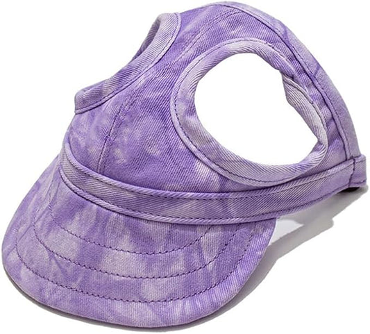Leconpet Dog Baseball Cap Pet Hats with Big Ear Holes, Adjustable Baseball Caps for Small Medium and Large Dogs, Comfortable Pet Sun Hat with Adjustable Strap for Dogs and Cats (Cloud Purple, Large)