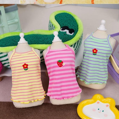 Cute Summer Dog T Shirt Striped Pet T-Shirts