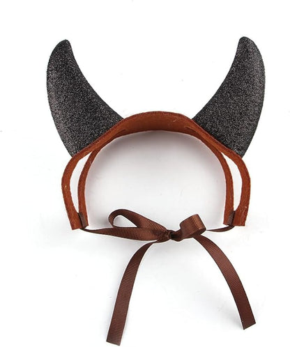 2Pcs Halloween Pet Costume Devil Horn Headdress Headband Accessory, Adjustable Strap Funny Demon Cosplay Dress Up Accessories for Dogs Cats Halloween Party Photo Cosplay and Daily Wearing (Medium)