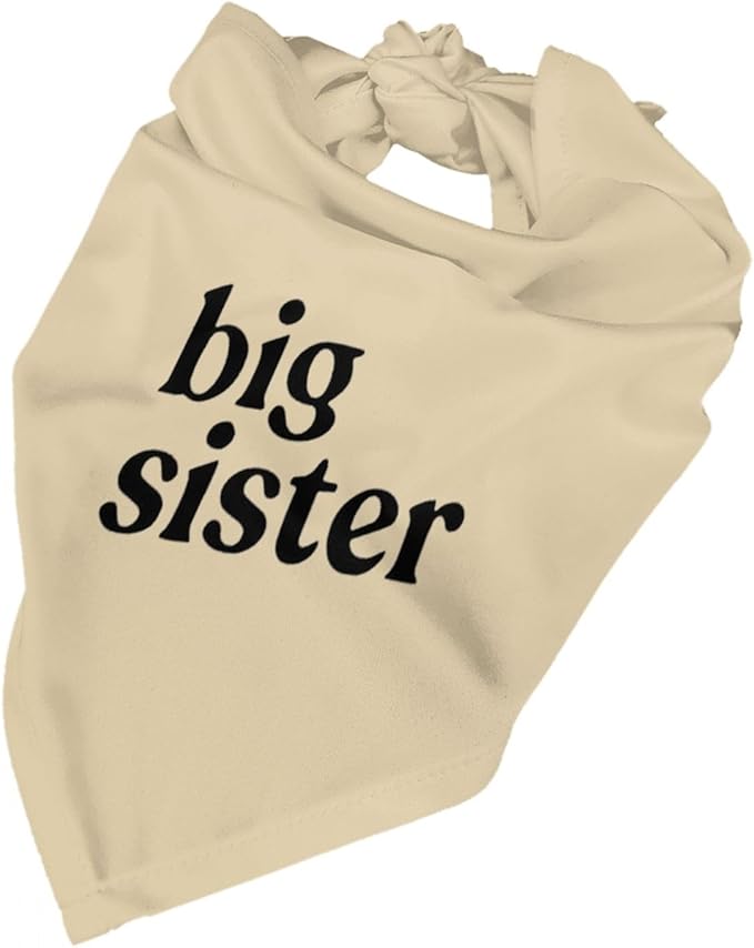 Big Sister Dog Bandana,Baby Announcement Dog Bandana,Gender Reveal,Pet Scarf, Pet Accessories for Photo Props Accessories (Khaki)