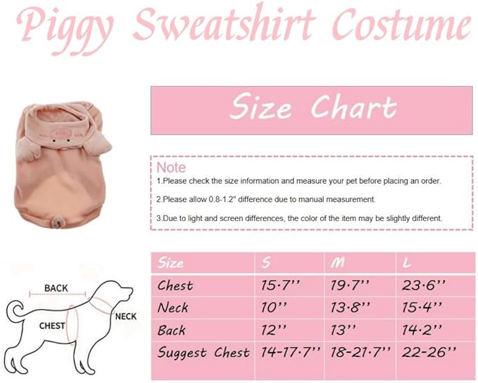 Dog Cats Pet Puppy Sweater Winter Sweatshirt Clothes Pig Piggie Hog Porcine Costumes for Christmas Holiday (Large)