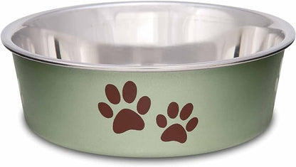 Loving Pets - Bella Bowls - Dog Food Water Bowl No Tip Stainless Steel Pet Bowl No Skid Spill Proof (Small, Artichoke Green)