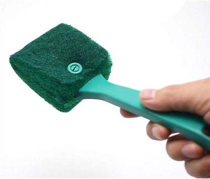 Fish Tank Brush Aquarium Cleaning Tool Green Fish Tank Double-Sided Cleaning Brush for Cleaning Fish Tanks(Short Handle Green*4)