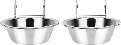 2PCS Hanging Dog Bowls for Kennel Outside or Inside,7.5oz Stainless Steel Dog Crate Water Bowl No Spill, Dog feeder Food holder Puppy Bowls for Small Dog Crate,Dog Cage Dog Kennel Accessories