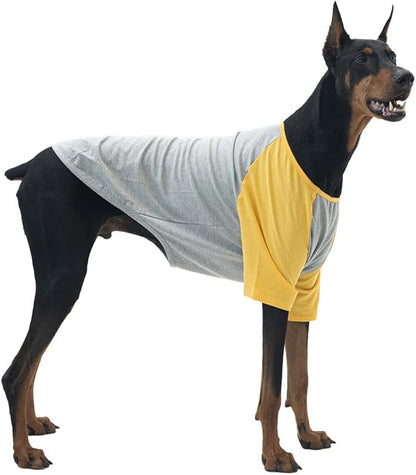 Dog Shirt for Small and Large Dogs Raglan Cotton T-Shirts Soft Breathable Dog Shirts pet Clothes Gray Series (X-Large