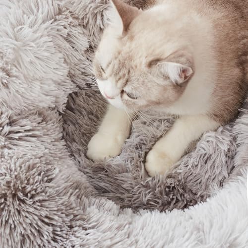 WESTERN HOME WH Calming Dog & Cat Bed, Anti-Anxiety Donut Cuddler Warming Cozy Soft Round Bed, Fluffy Faux Fur Plush Cushion Bed for Small Medium Dogs and Cats