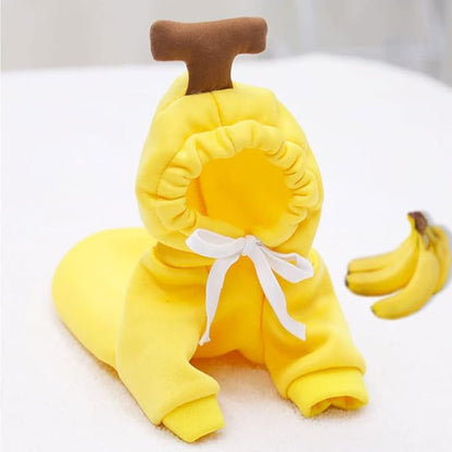 Halloween Dog Banana Costume,Cute Dog Hoodie for Small Dogs, Dog Coats for Small Dogs Winter Fall, Yorkie Chihuahua Pomeranian Puppy Clothes(Large, Yellow-Banana)