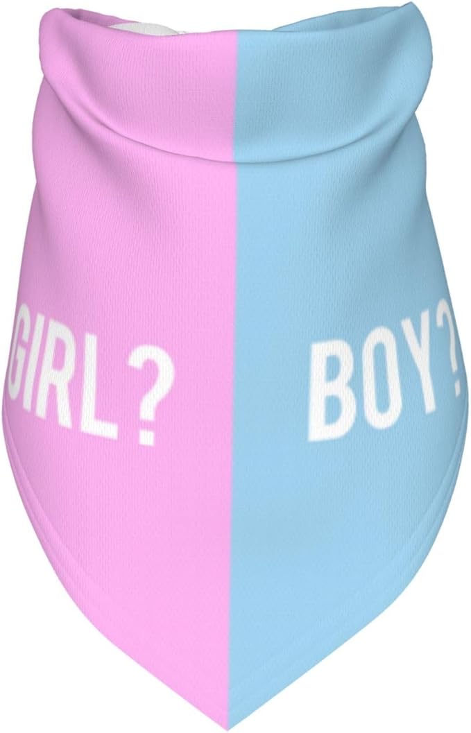 He Or She What Will It Be? Gender Reveal/Baby Announcement Dog Bandana,Pet Neckerchief for Pets Daily Wear Photo Prop Party Supplies (Pink/Blue-1)