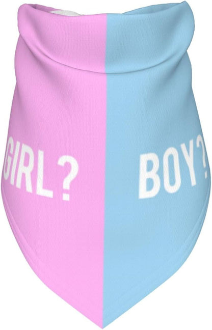 He Or She What Will It Be? Gender Reveal/Baby Announcement Dog Bandana,Pet Neckerchief for Pets Daily Wear Photo Prop Party Supplies (Pink/Blue-1)
