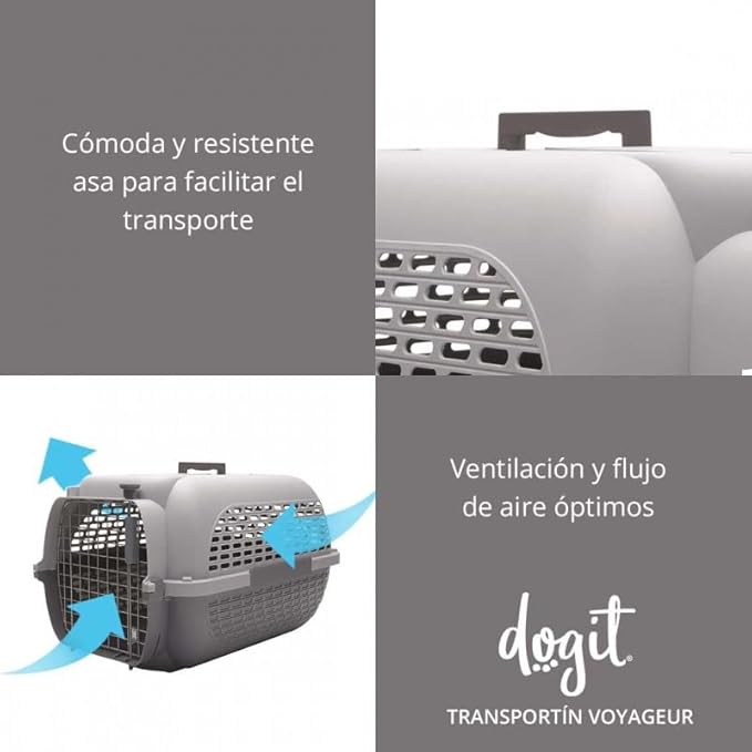 Dogit Dog Travel Carrier Voyageur Model 100 With Treat Compartment, Medium, Grey