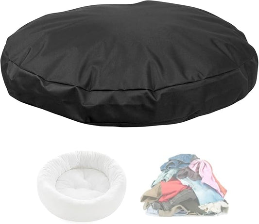 Round Dog Bed Replacement Cover 36D × 4H Inches Washable Black Thickened Waterproof Oxford Fabric with Handle and Zipper Reusable Dog Bed Liner for Small to Medium 25-35 Lbs Puppy