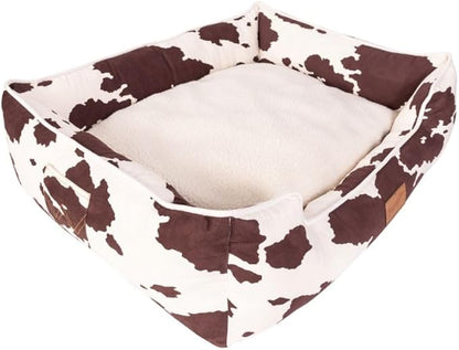 Wrangler Cow Print Cuddler Box Dog Bed Cow S