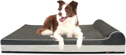 Laifug Orthopedic Memory Foam Extra Large Dog Bed with Pillow and Durable Water Proof Liner & Removable Washable Cover & Smart Design (Large (46"x28"x8")
