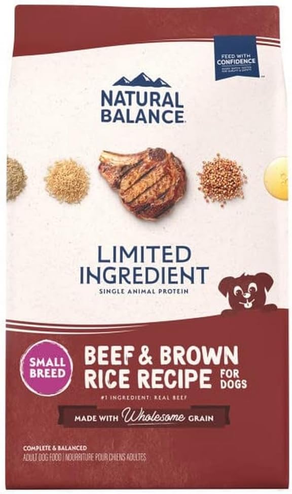 Natural Balance Limited Ingredient Small-Breed Adult Dry Dog Food with Healthy Grains, Beef & Brown Rice, 12 Pound (Pack of 1)