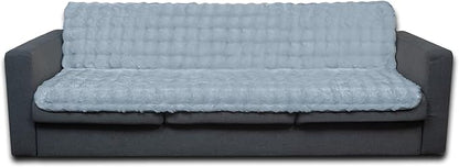 Waterproof Dog Bed Cover, Soft Plush Pet Blanket with Anti-Slip Back for Bed Couch Sofa, Furniture Protector for Small, Medium and Large Dogs and Cats (LightGrey-Bubble, 52"x82")