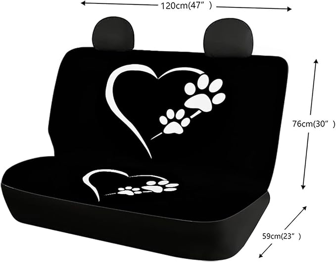 Mumeson Dog Paw Heart Print Rear Seat Covers