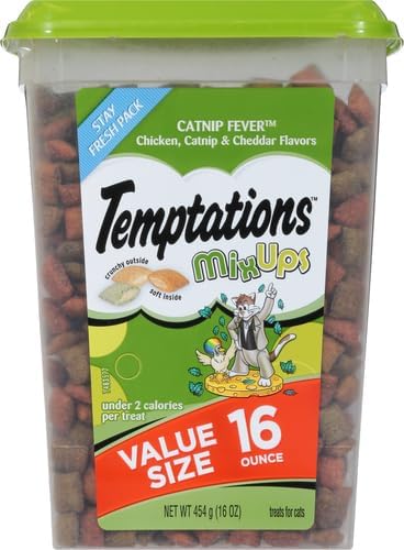 Temptations MIXUPS Crunchy and Soft Cat Treats Catnip Fever Flavor, 16 oz. Tub (Pack of 2)