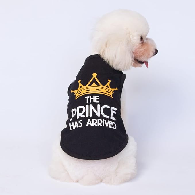 Dog Shirt 3 Pcs Summer Cotton Vests for Small Dog Cats Boy Girl (Prince, Small)