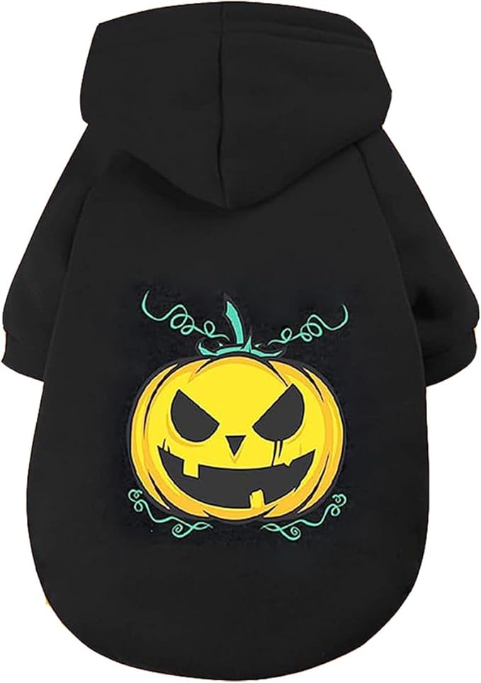 Cat Clothes Dog Sweater Doggy Halloween Hoodies Pet Clothes Dog Fleece Hooded Sweatshirt Puppy Apparel Black02 XX-Large