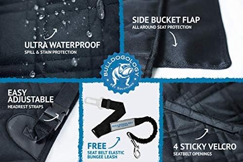Bulldogology Dog Car Seat Cover Waterproof Heavy Duty Bench Dog Hammock Backseat Protector from Dog Hair