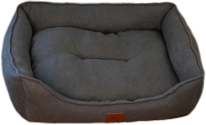 Dog Bed Washable Medium Dog Cat Sofa Bed Super Soft Rectangular Cuddle Pet Bed with Non-Slip Fluffy Bottom(Light gray 29.5 * 23.6 * 7.5)
