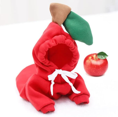 Dog Christmas Halloween Costumes,Dog Hoodies for Small Dogs Cats, Cat Puppy Outfits,Yorkie Chihuahua Pomeranian Clothes (X-Small, Red-Apple)