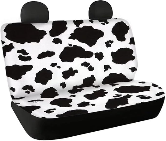 Doojoayie Black and White Cow Print Back Seat Cover Pet Dog Car Seat Cover Travel Waterproof Back Seat Protector Mat Universal Fit Fabric Bench Automotive Seat Covers fits Most Cars