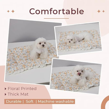 Floral Dog Dog Bed Mat Plush Kennel Pad