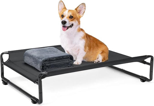 Veehoo Medium Elevated Dog Bed with Flannel Dog Blanket CWC2201B