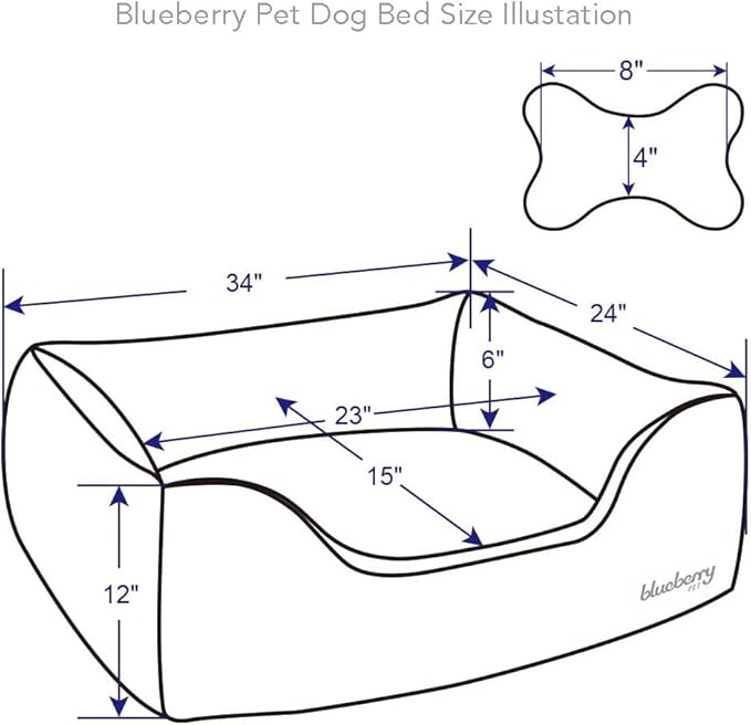Blueberry Pet Fully Removable Washable Dog Bed 34" x 24" x 12", Baby